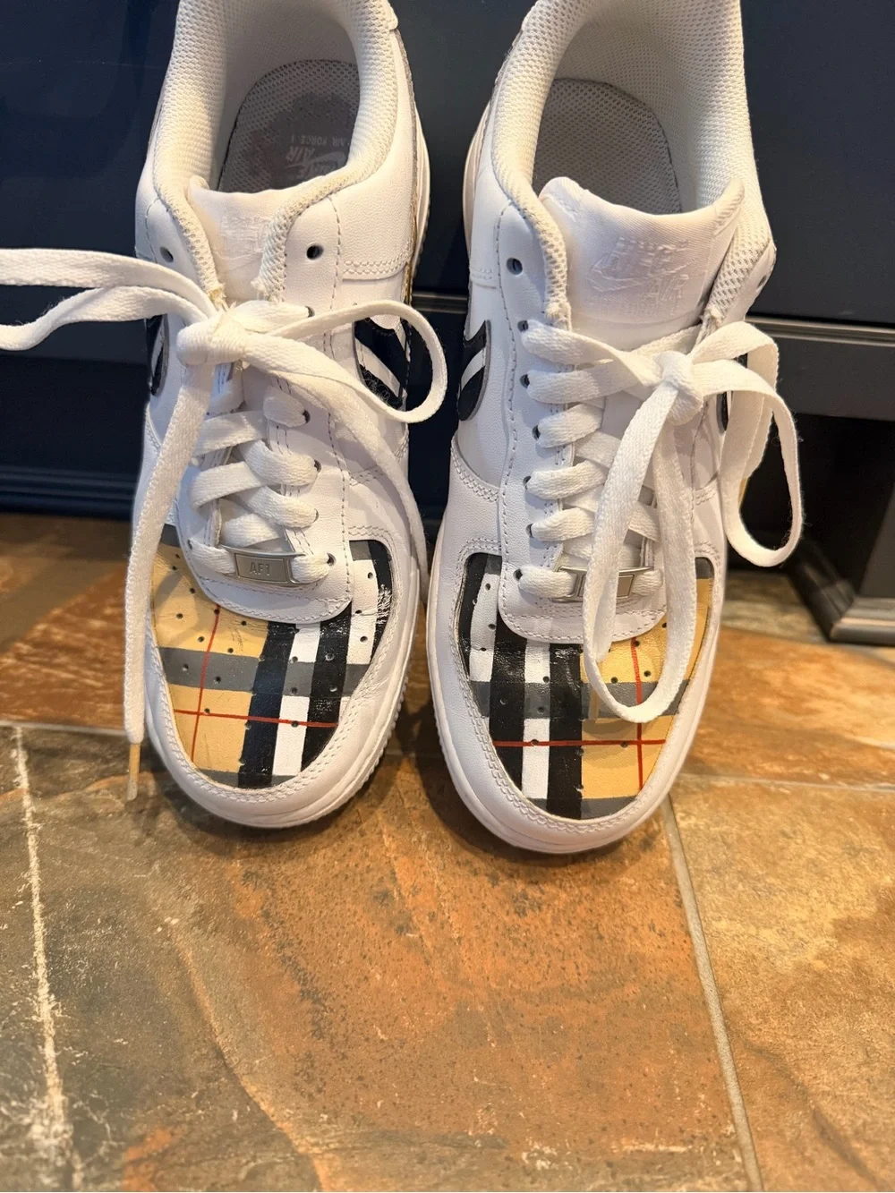 Nike Air Force 1 with custom Burberry print